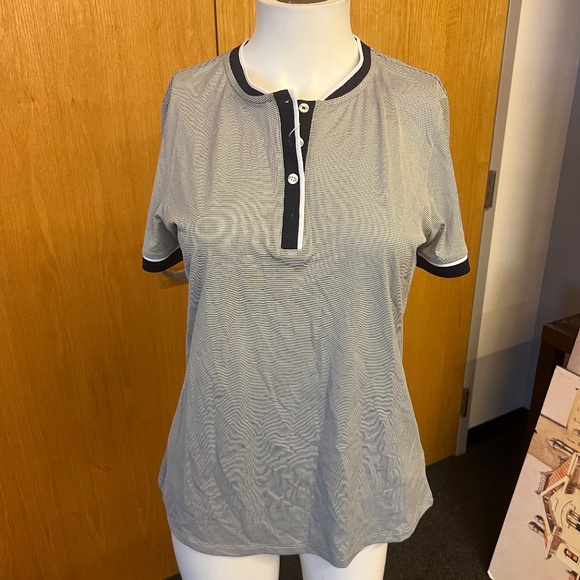 Kjus Tops - Kjus Elena Stripe Polo - Women's Short Sleeve - Medium - Blue